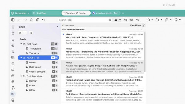 Vivaldi Feeds Browser