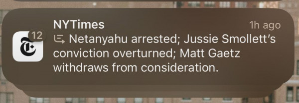 Apple Intelligence NYTimes notification