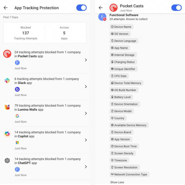 Android privacy: App tracking