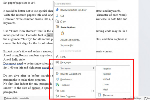 Microsoft Word essentials features