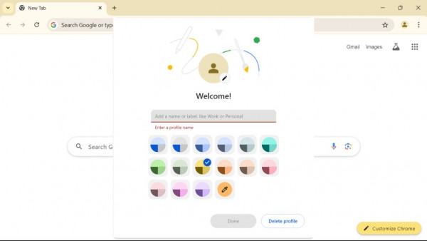google chrome profiles menu