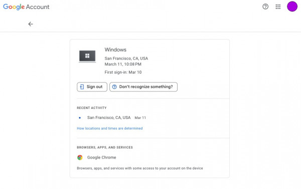 Info for device logged into Google account