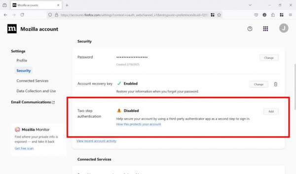 Mozilla-account-security-setting