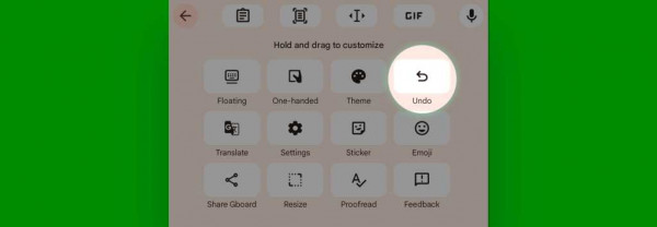 Android typing: Gboard undo button