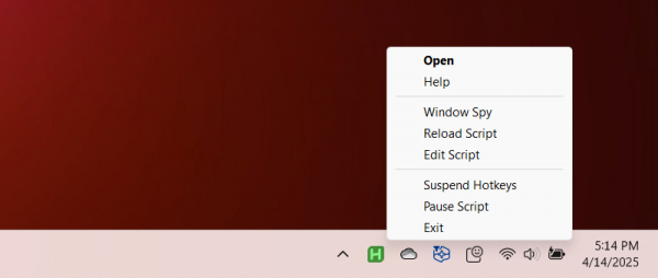 AutoHotkey in system tray