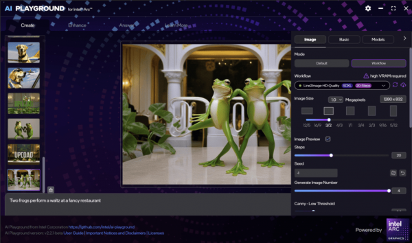 Intel’s AI Playground is geared to making art as well as LLM chatbots.