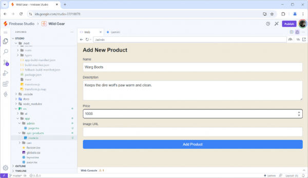 I input some test data and hit “Add Product.”