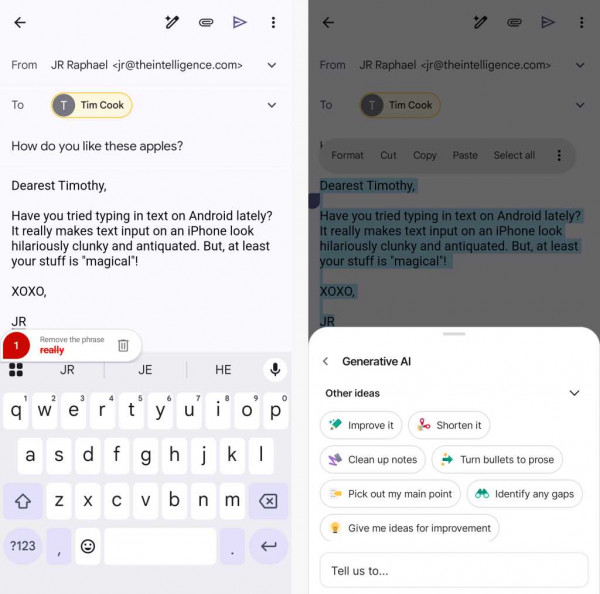 generative ai powered writing suggestions in grammarly android app
