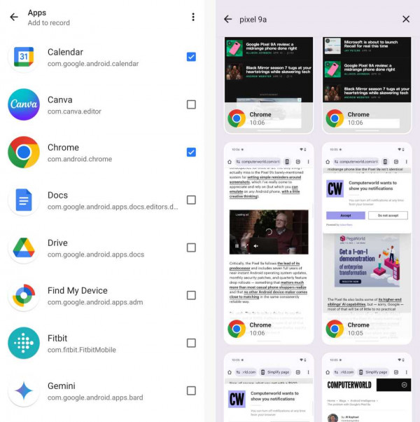 choosing which apps to snapshot in snapseek app on android