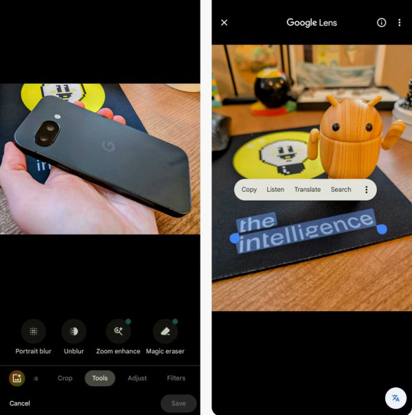 working with images in google photos and google lens apps on android