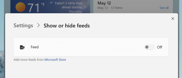 Windows Widgets feeds