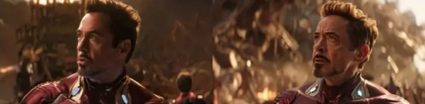 Stills from Iron Man with genAI copies