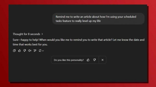 ChatGPT scheduled tasks prompt example screenshot