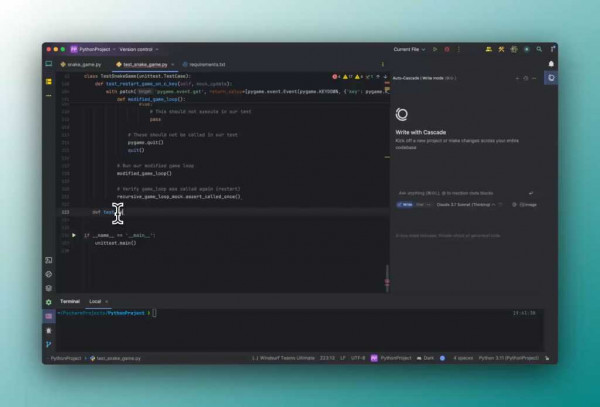Windsurf AI code editor screenshot