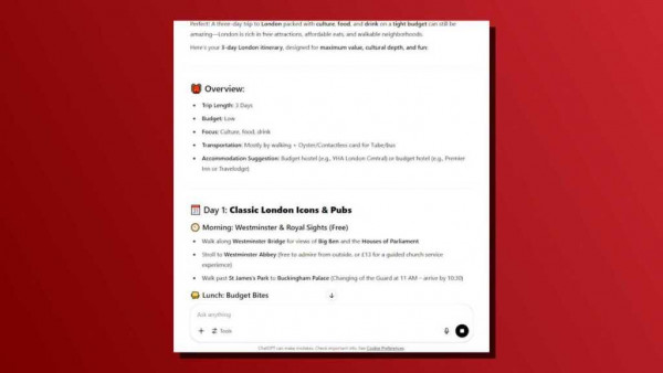 9 menial tasks ChatGPT Generate itineraries and schedules