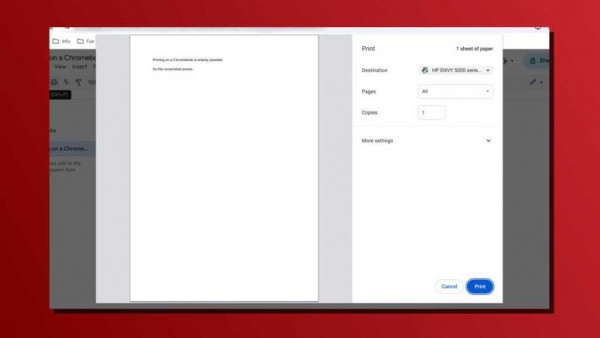 Chromebook printing is possible screenshot