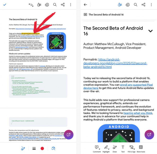 screens from adobe acrobat android app