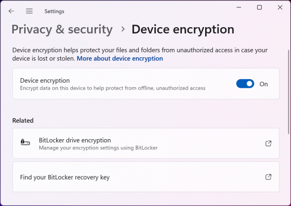 Windows device encryption