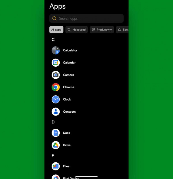 Android minimalist launcher: Flow app drawer