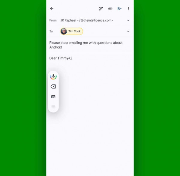 Android voice typing toolbar: Vertical