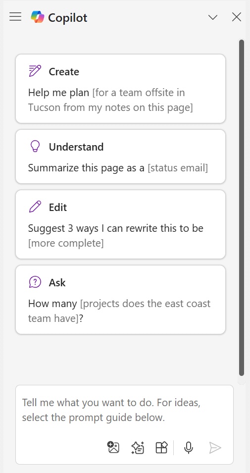 default copilot sidebar in microsoft onenote