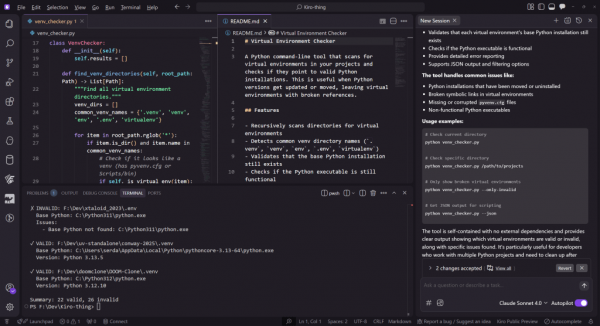 Kiro interface when building a simple command line tool