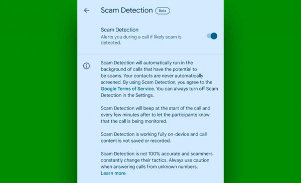 Google Pixel Phone features: Scam Detection