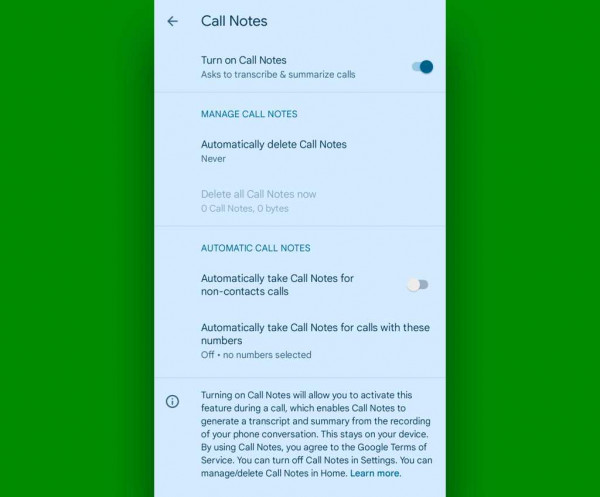 Google Pixel Phone features: Call Notes