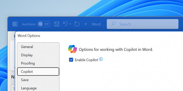 Windows 11 disable AI tips turn off Copilot in Microsoft Word