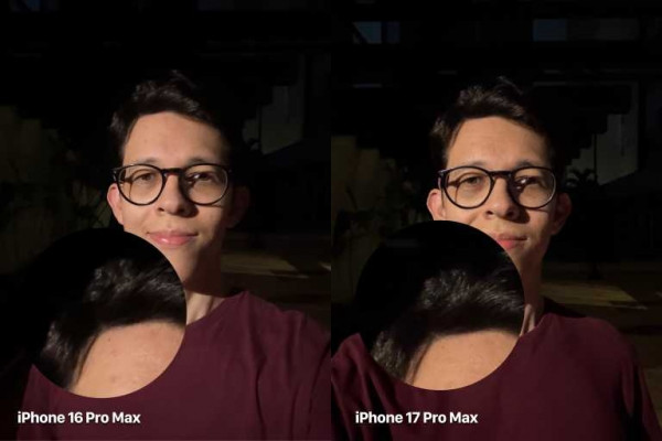 iPhone 17 selfie 4 showing hair detail in low light