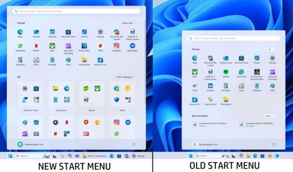 Windows 11 25H2 Startmenu