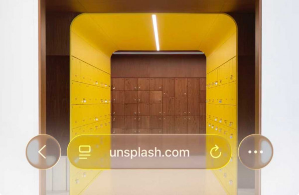 Liquid Glass in safari showing the address bar