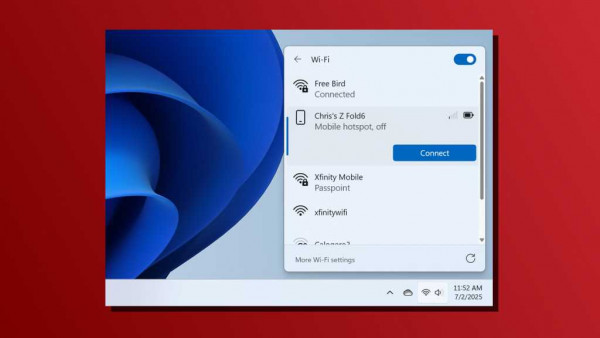 Instant mobile hotspot feature via Phone Link on Windows 11 screenshot