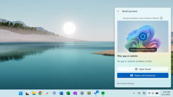 Windows Recall on Copilot Plus PC screenshot