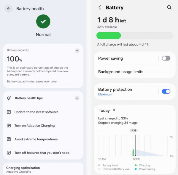 battery health screen in android 16 on pixel and samsung galaxy