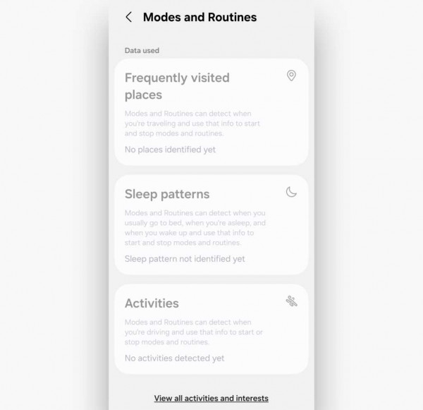 modes and routines screen on samsung galaxy phone