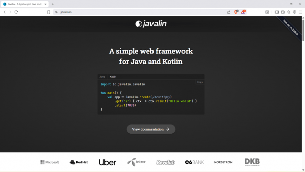 Get started with Javalin.