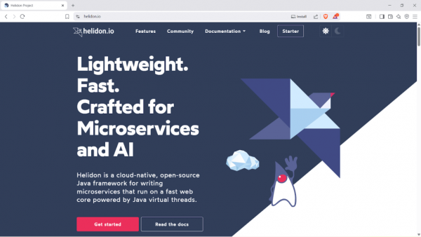 The Helidon starter page.