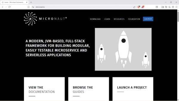 The Micronaut launch page.