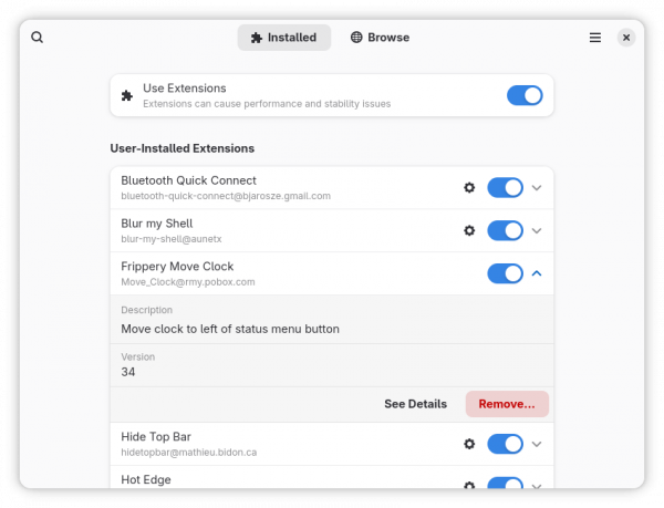 Debian Gnome Extension
