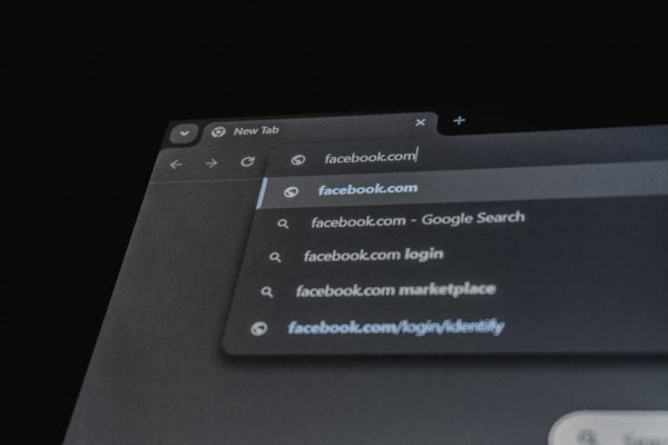 the address bar of a browser showing facebook.com as the typed URL