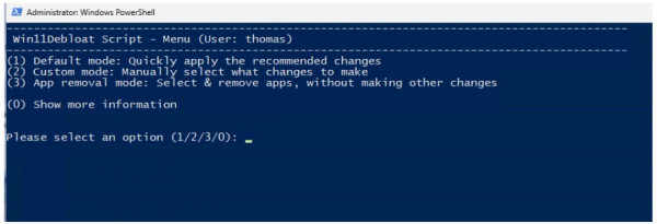 Mit Win11Debloat können Sie Windows 11 von Bloatware deinstallieren