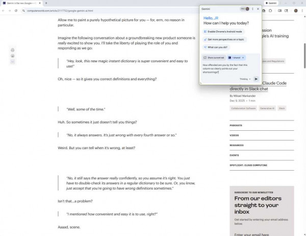 Google Chrome Browser: Gemini share