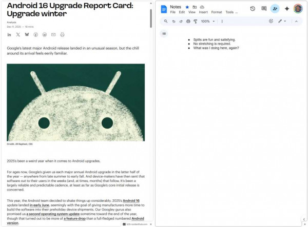 Google Chrome Browser: Tab split view