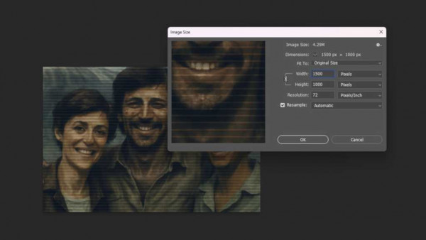 Using Photoshop to resize an image generated by AI