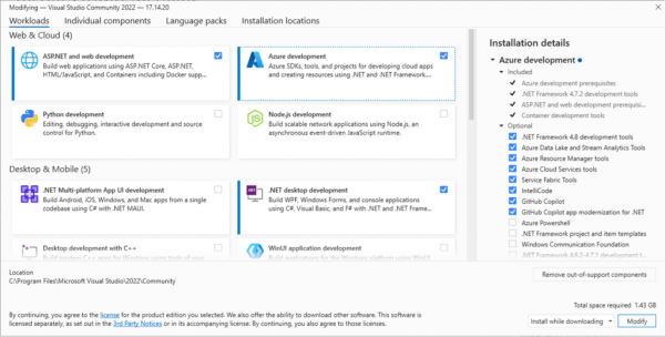 Visual Studio Installer - GitHub Copilot
