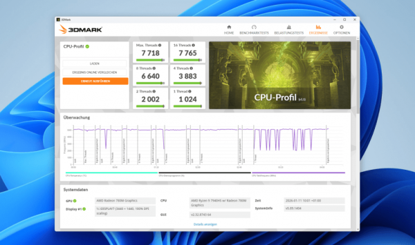 Test Geekom A7 Max CPU Profil