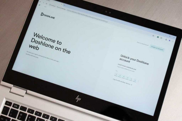 Dashlane website on a laptop