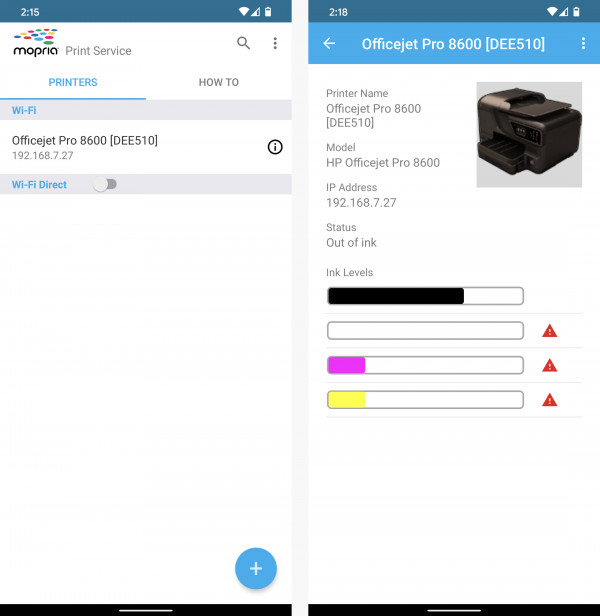 android printing scanning mopria print service