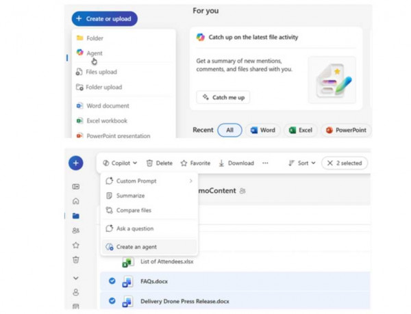 Copilot agents into your OneDrive files